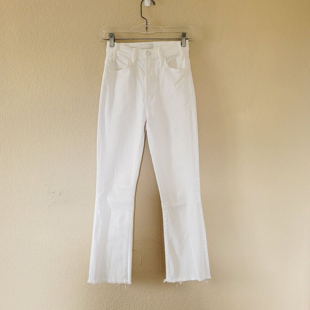 Mother Denim Womens The Hustler Ankle Fray Jeans Size 24 Fairiest Them All White